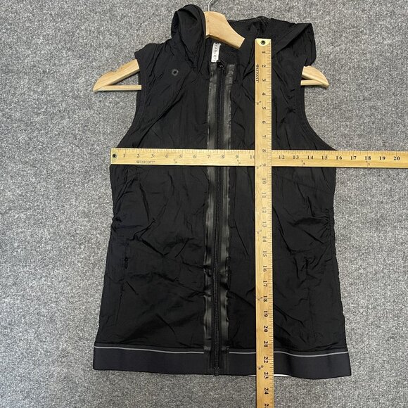 Fabletics Hooded Zip Up Windbreaker Kennedy Vest Jacket XS Black Nylon Mesh - Picture 5 of 5